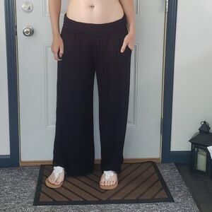Bluheaven Black Rayon Wide Leg Pants‎